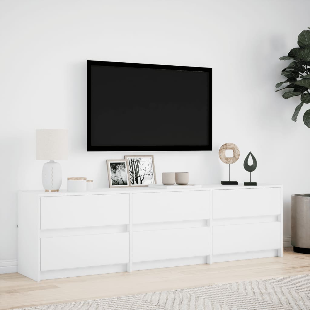 vidaXL TV Cabinet with LED White 180x34x50 cm Engineered Wood