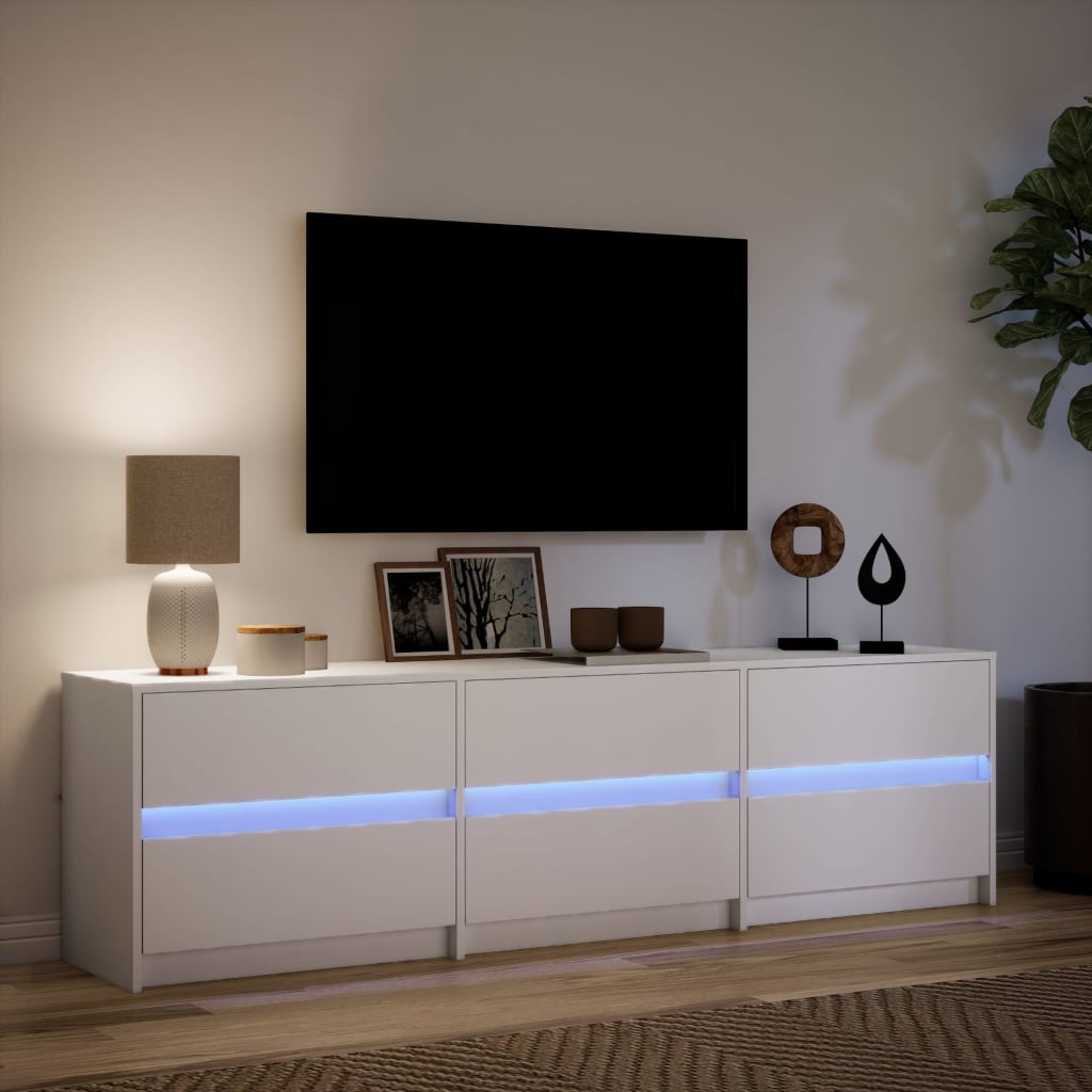 vidaXL TV Cabinet with LED White 180x34x50 cm Engineered Wood