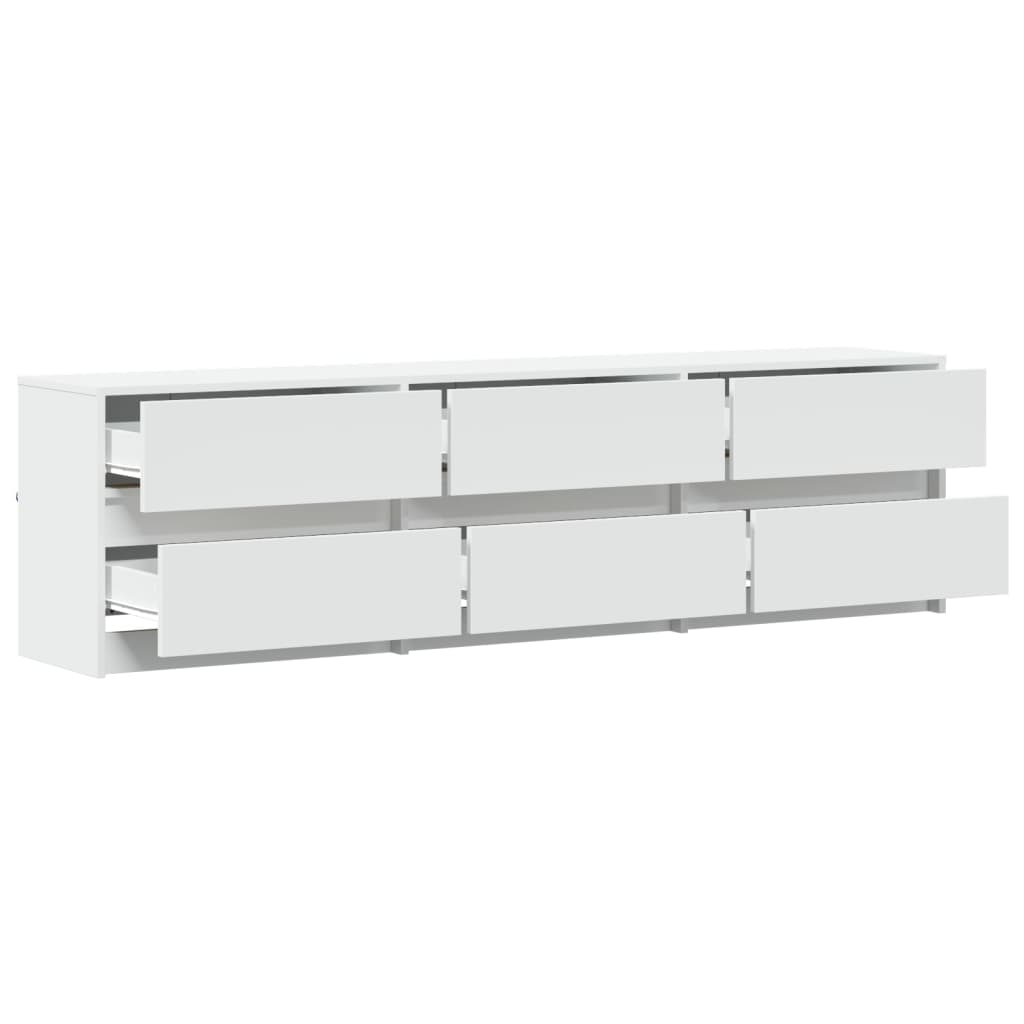 vidaXL TV Cabinet with LED White 180x34x50 cm Engineered Wood