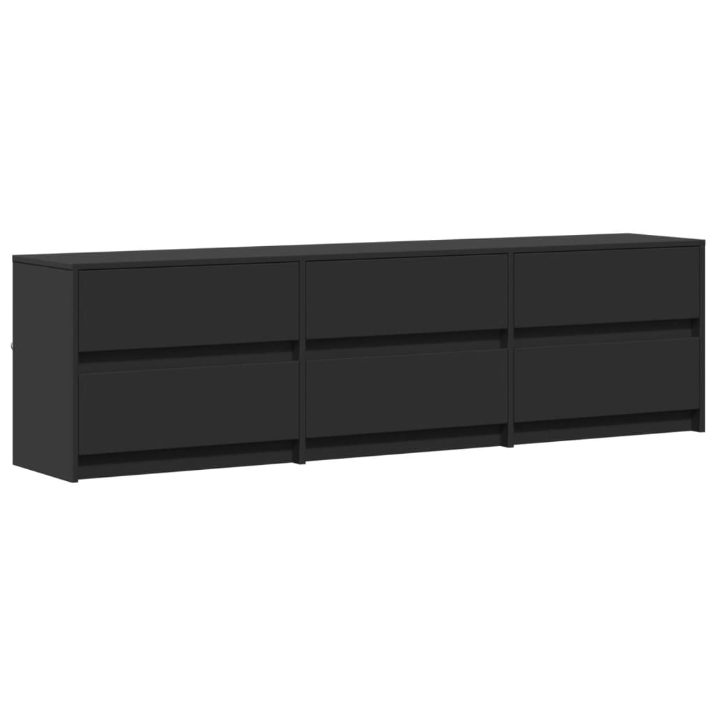 vidaXL TV Cabinet with LED Black 180x34x50 cm Engineered Wood