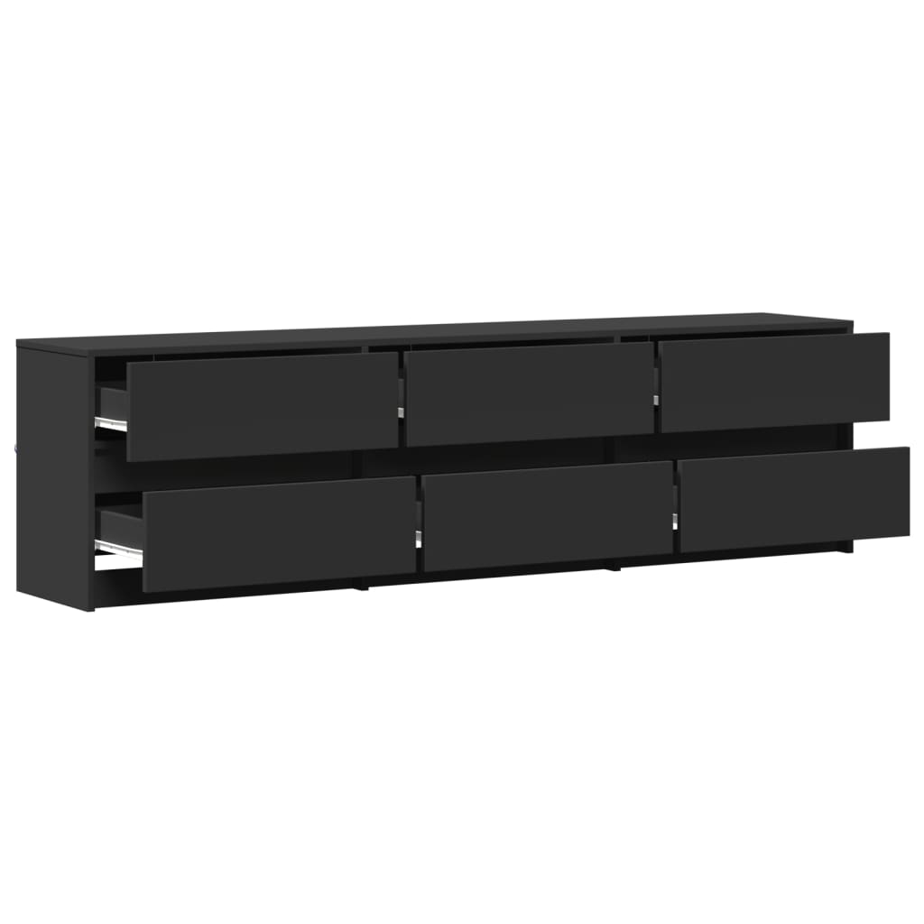 vidaXL TV Cabinet with LED Black 180x34x50 cm Engineered Wood