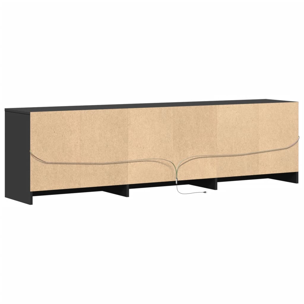 vidaXL TV Cabinet with LED Black 180x34x50 cm Engineered Wood