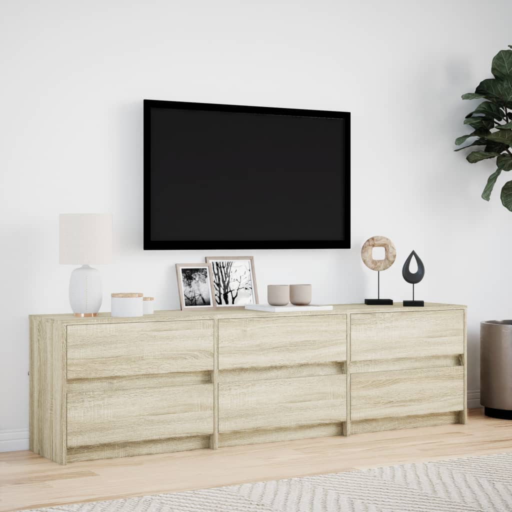 vidaXL TV Cabinet with LED Sonoma Oak 180x34x50 cm Engineered Wood