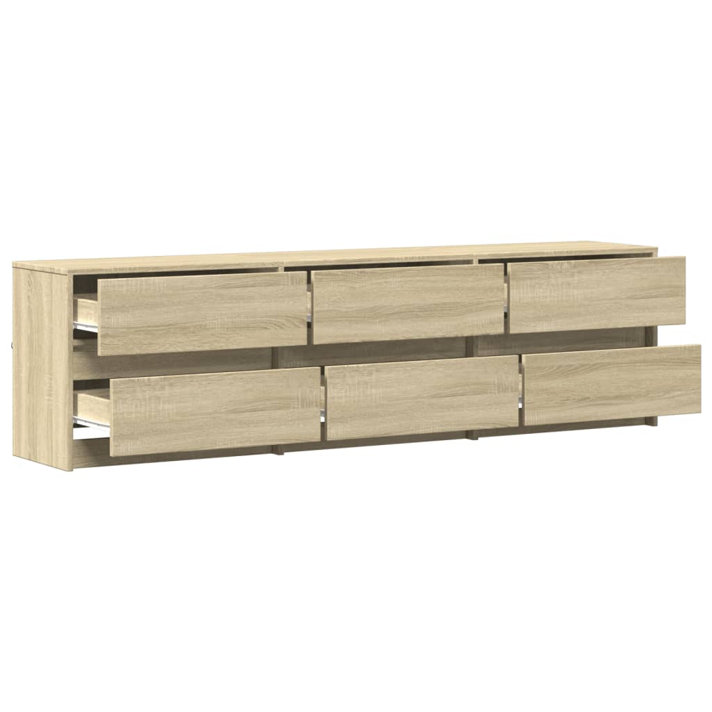 vidaXL TV Cabinet with LED Sonoma Oak 180x34x50 cm Engineered Wood