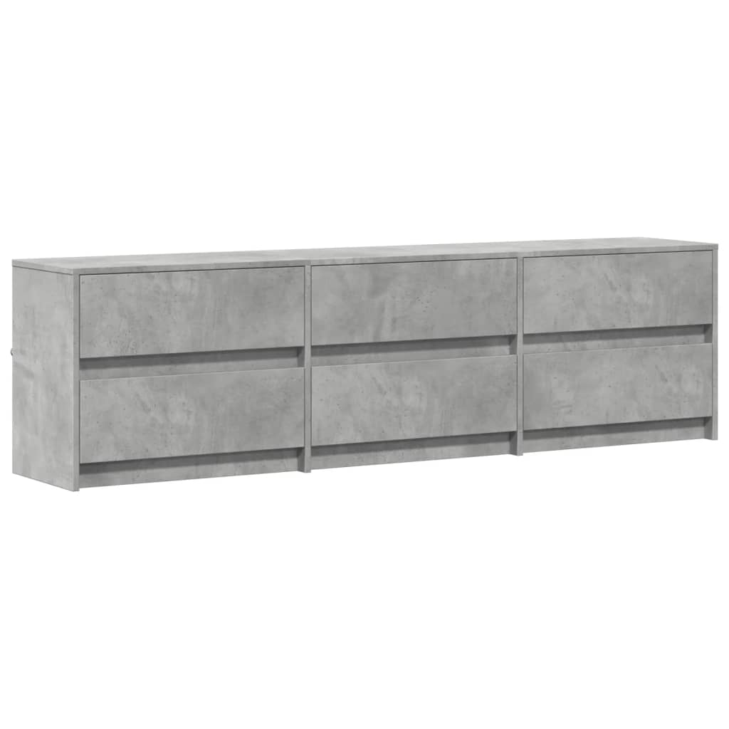 vidaXL TV Cabinet with LED Concrete Grey 180x34x50 cm Engineered Wood