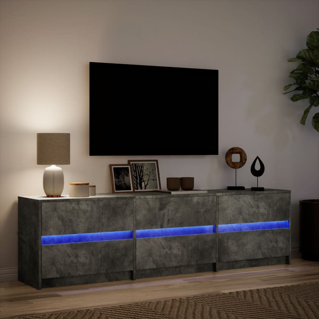 vidaXL TV Cabinet with LED Concrete Grey 180x34x50 cm Engineered Wood