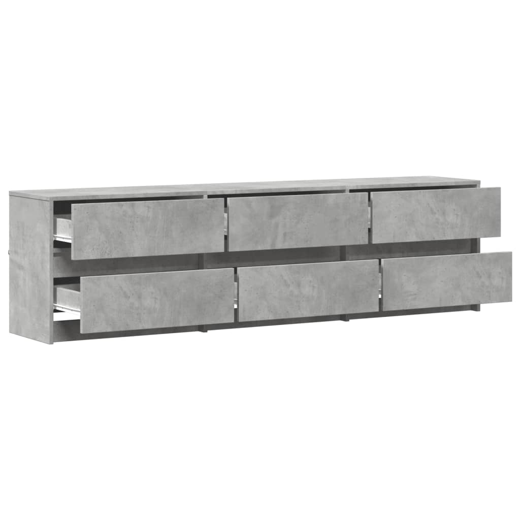 vidaXL TV Cabinet with LED Concrete Grey 180x34x50 cm Engineered Wood