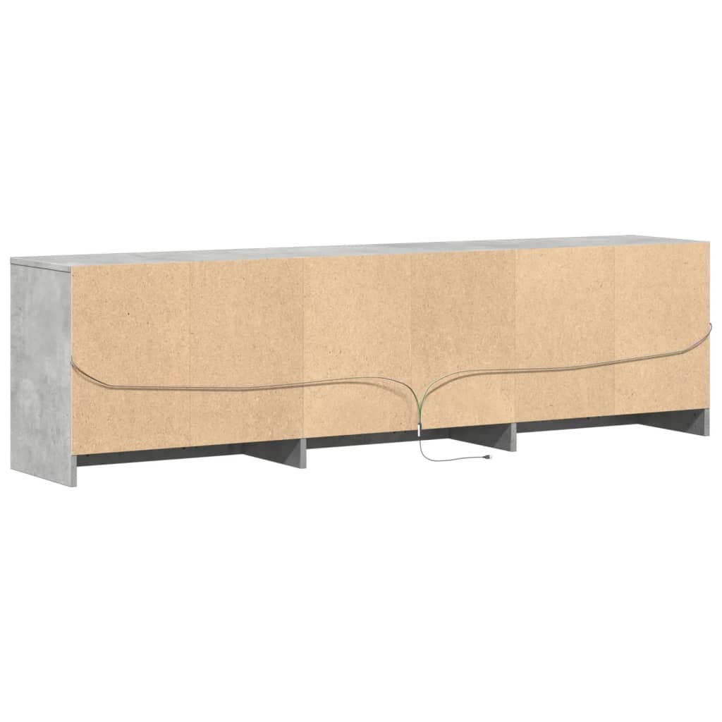 vidaXL TV Cabinet with LED Concrete Grey 180x34x50 cm Engineered Wood