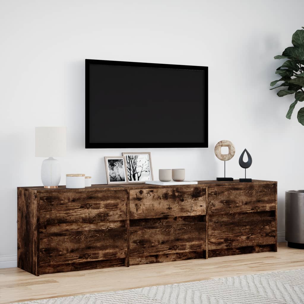 vidaXL TV Cabinet with LED Smoked Oak 180x34x50 cm Engineered Wood