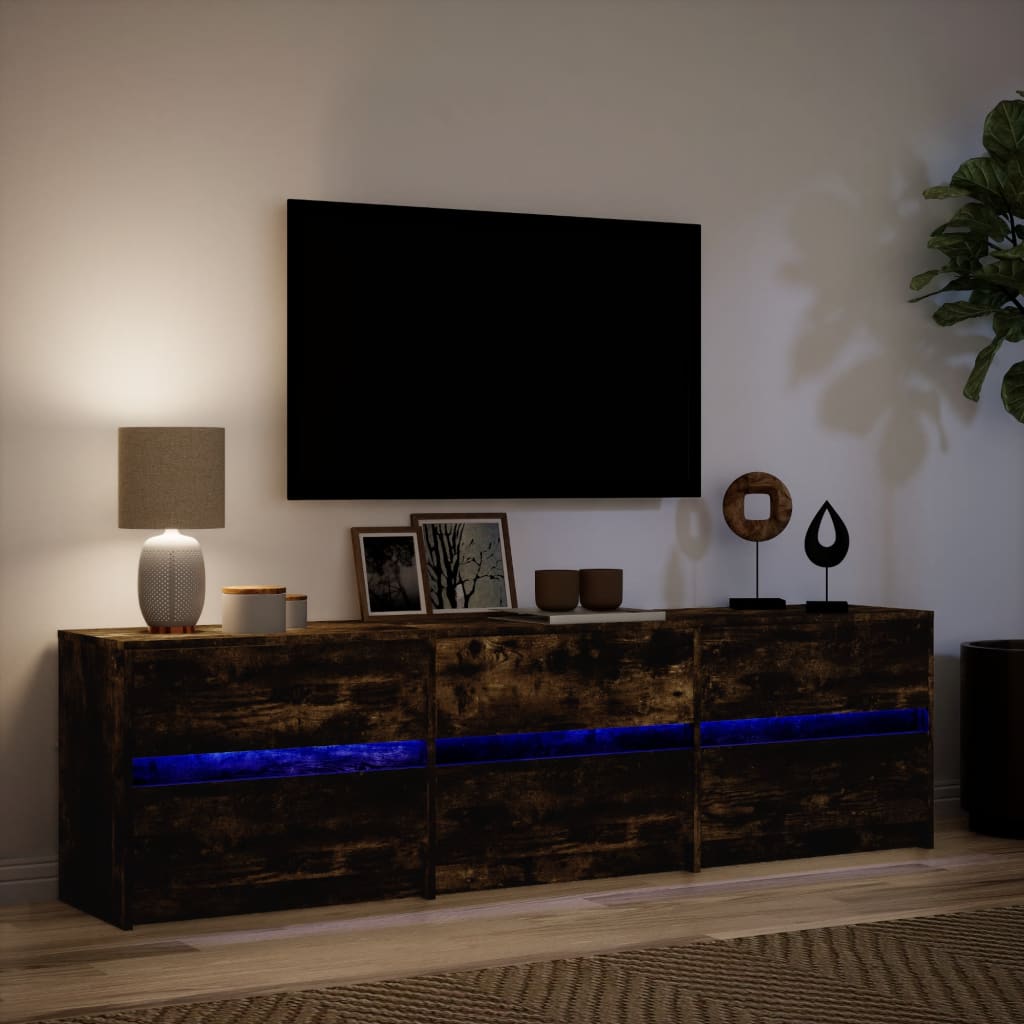 vidaXL TV Cabinet with LED Smoked Oak 180x34x50 cm Engineered Wood