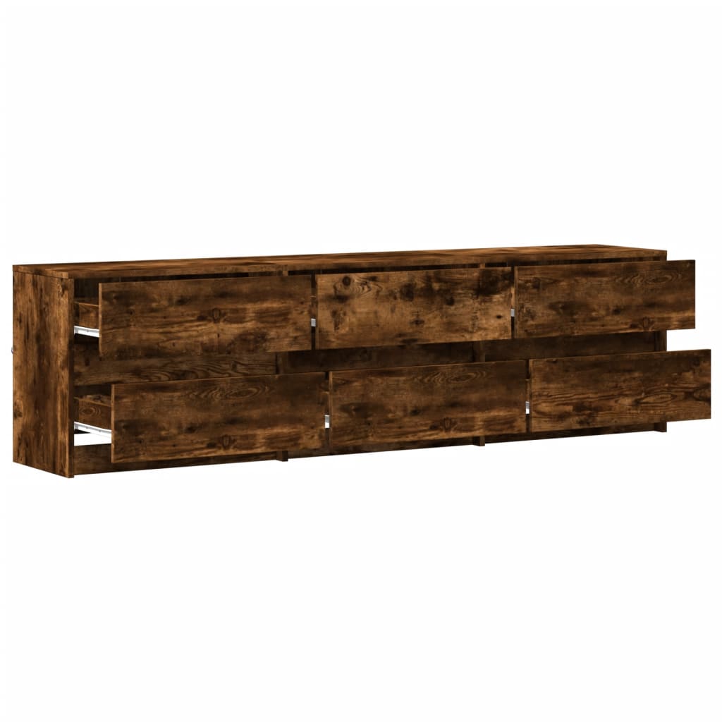 vidaXL TV Cabinet with LED Smoked Oak 180x34x50 cm Engineered Wood