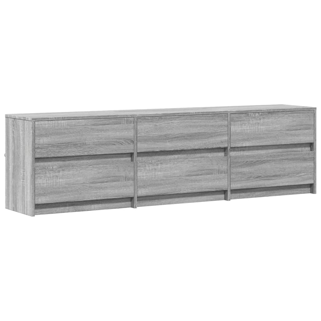 vidaXL TV Cabinet with LED Grey Sonoma 180x34x50 cm Engineered Wood