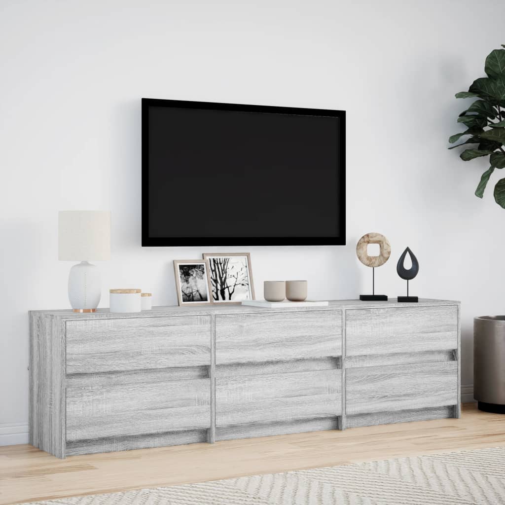 vidaXL TV Cabinet with LED Grey Sonoma 180x34x50 cm Engineered Wood