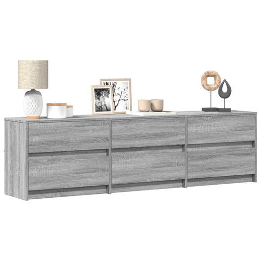 vidaXL TV Cabinet with LED Grey Sonoma 180x34x50 cm Engineered Wood