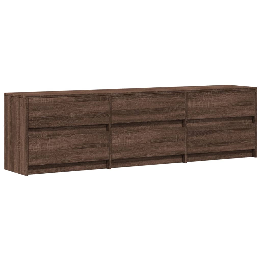 vidaXL TV Cabinet with LED Brown Oak 180x34x50 cm Engineered Wood