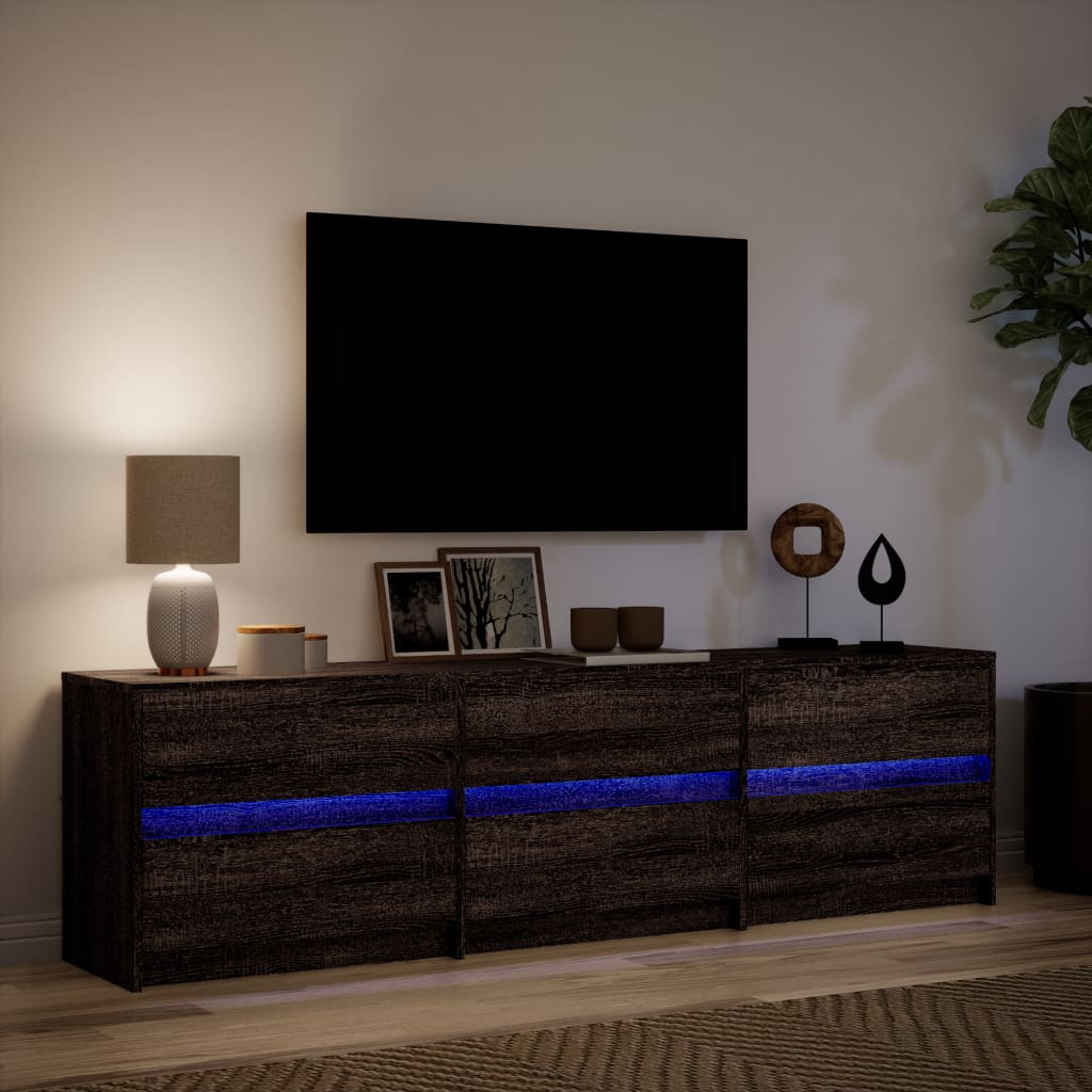 vidaXL TV Cabinet with LED Brown Oak 180x34x50 cm Engineered Wood