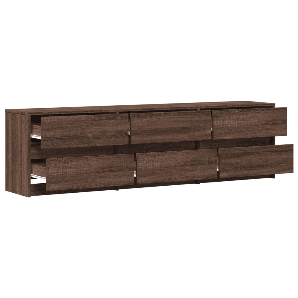 vidaXL TV Cabinet with LED Brown Oak 180x34x50 cm Engineered Wood