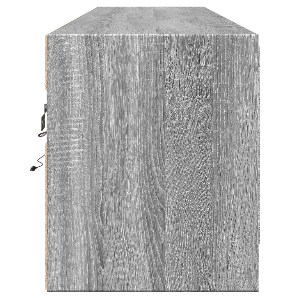 TV Wall Cabinet with LED Grey Sonoma 180x31x38 cm