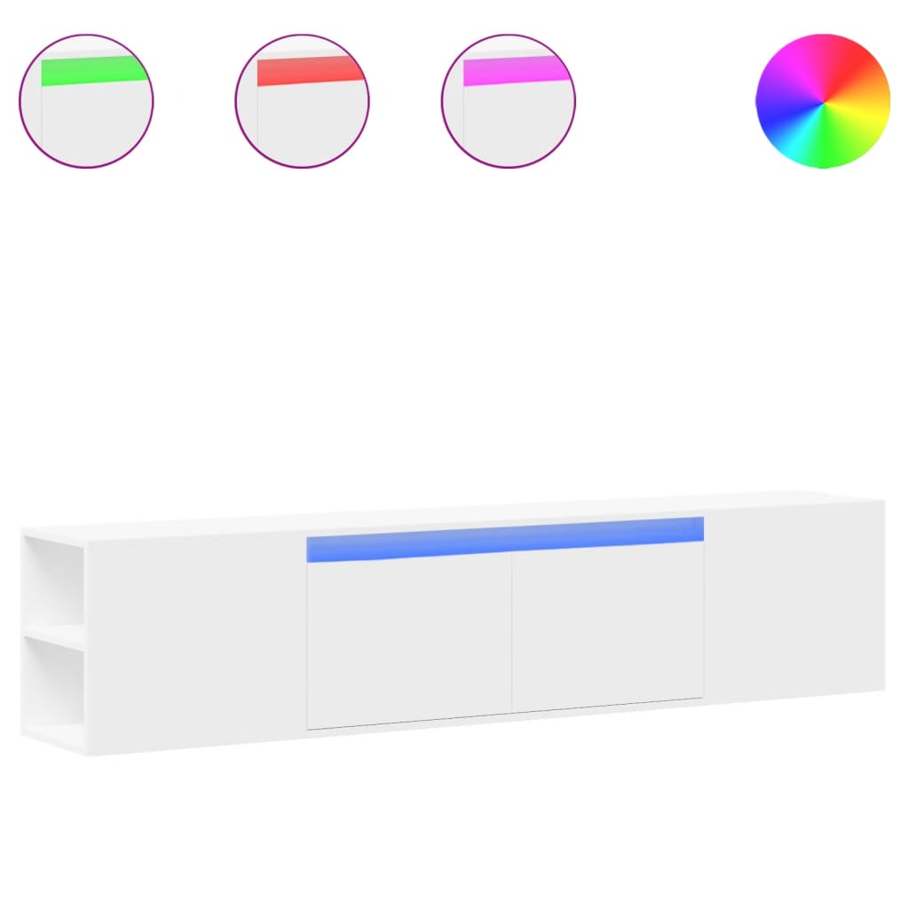 TV Wall Cabinet with LED White 180x31x39,5 cm