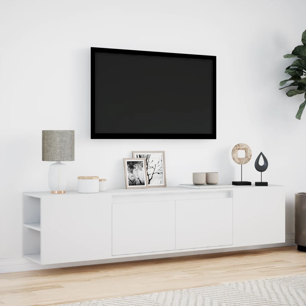 TV Wall Cabinet with LED White 180x31x39,5 cm