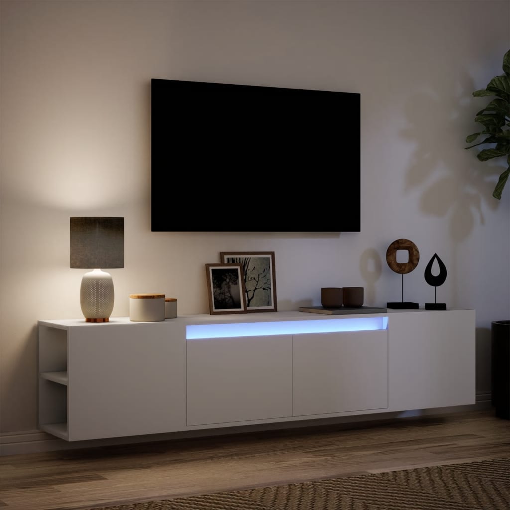 TV Wall Cabinet with LED White 180x31x39,5 cm