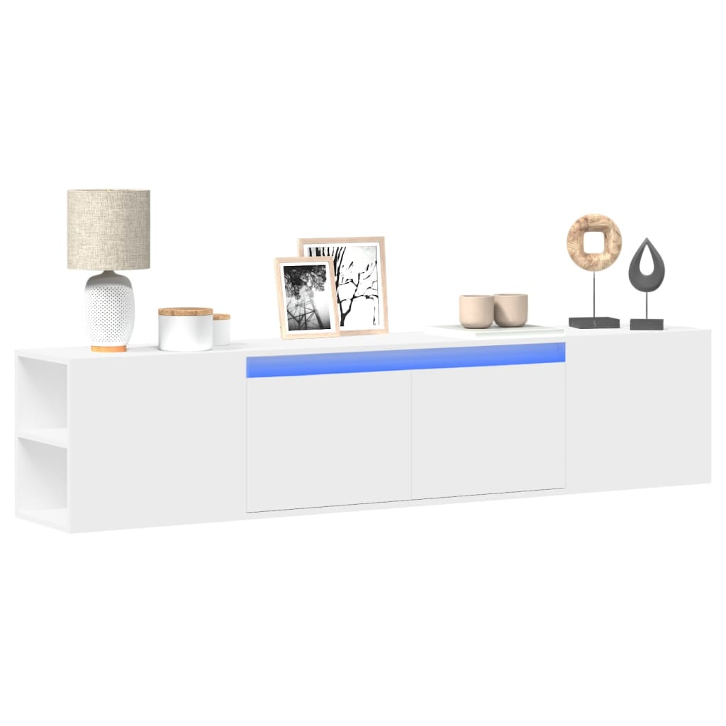 TV Wall Cabinet with LED White 180x31x39,5 cm
