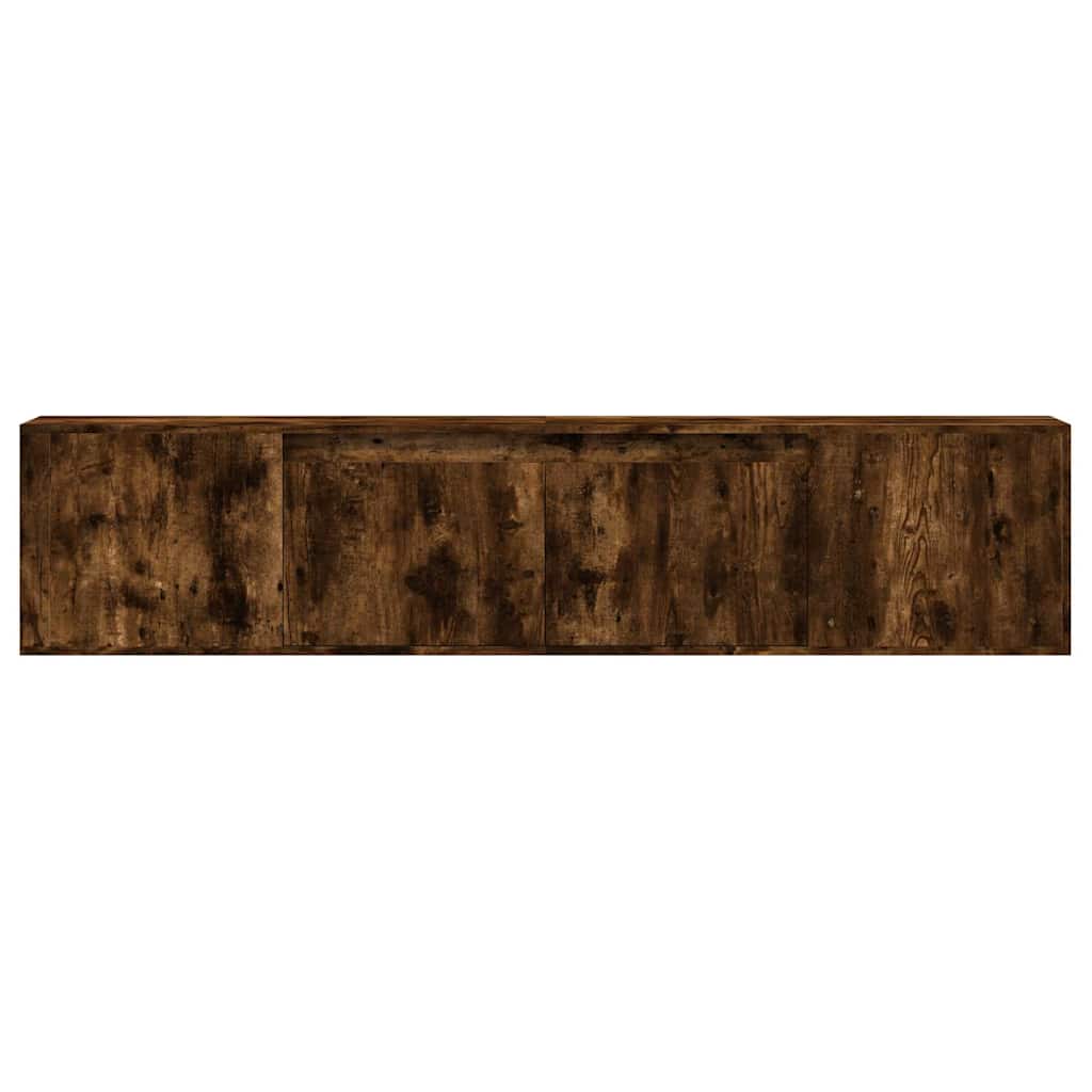 TV Wall Cabinet with LED Smoked Oak 180x31x39.5 cm