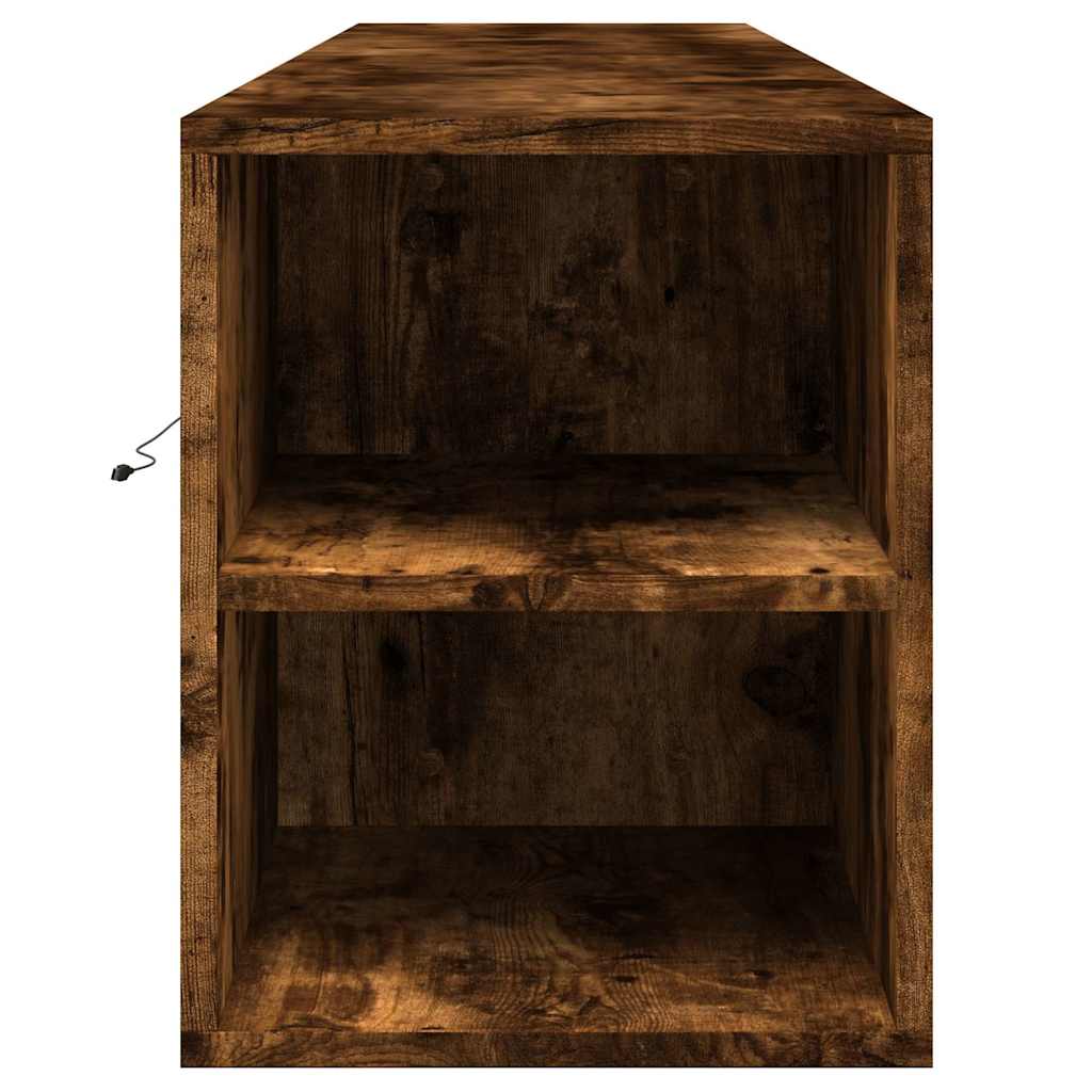 TV Wall Cabinet with LED Smoked Oak 180x31x39.5 cm