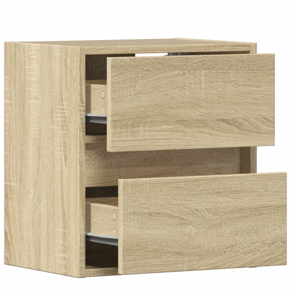 vidaXL Wall-mounted Bedside Cabinets with LED Lights 2 pcs Sonoma Oak