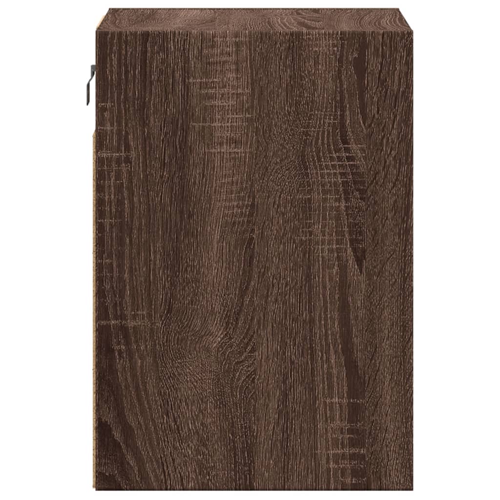 vidaXL Wall-mounted Bedside Cabinets with LED Lights 2 pcs Brown Oak