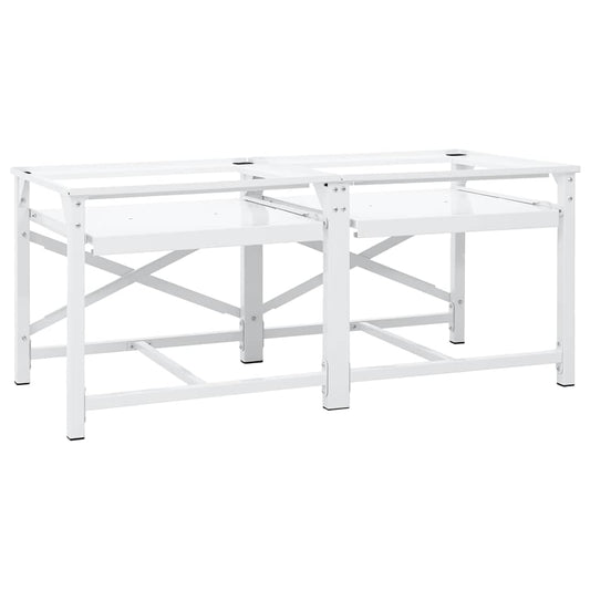 Double Washing Machine Pedestal with Pull-Out Shelves White