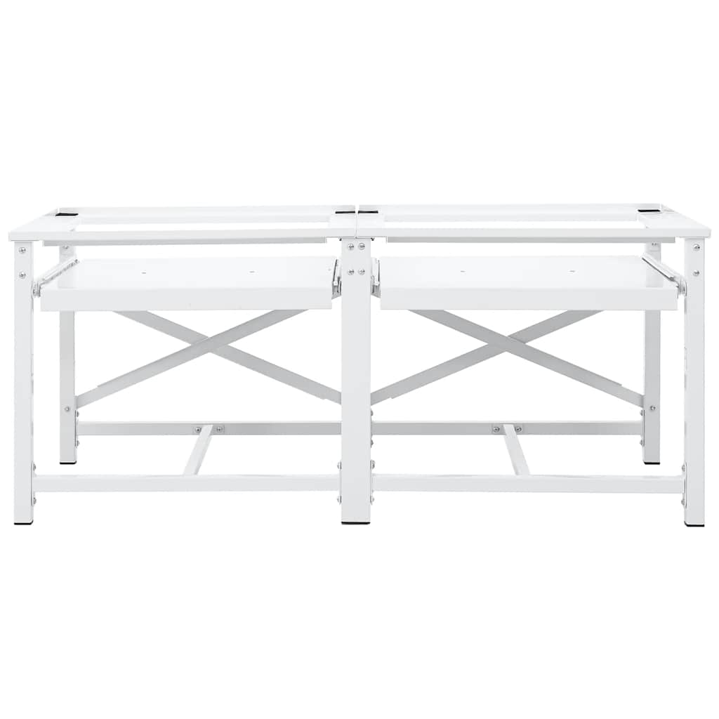Double Washing Machine Pedestal with Pull-Out Shelves White