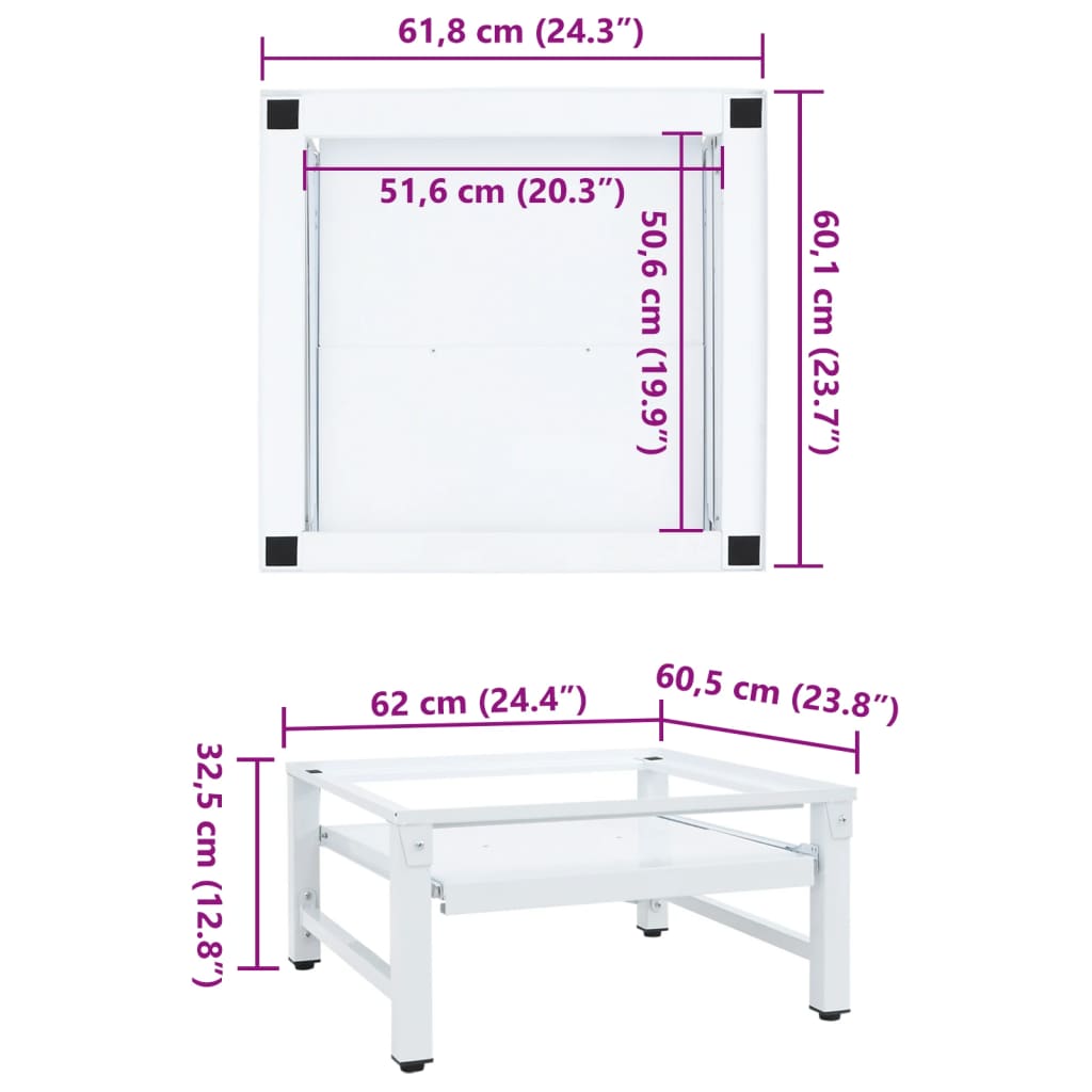 vidaXL Washing Machine Pedestal with Pull-out Shelf White