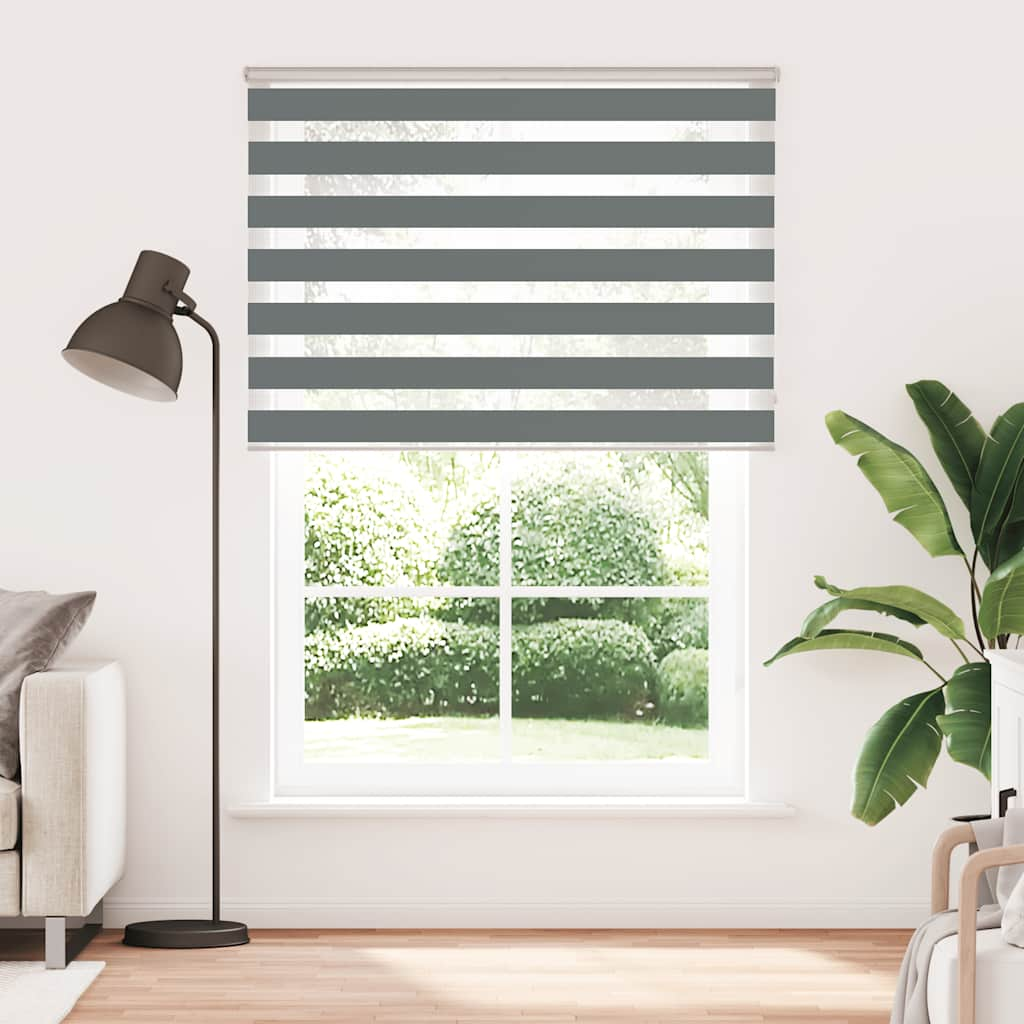 vidaXL Zebra Blind Dark Grey 160x200 cm Fabric Width 155.9 cm Polyester