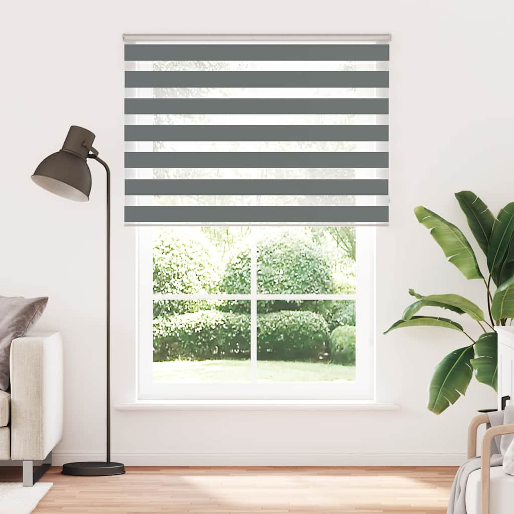 vidaXL Zebra Blind Dark Grey 165x200 cm Fabric Width 160.9 cm Polyester