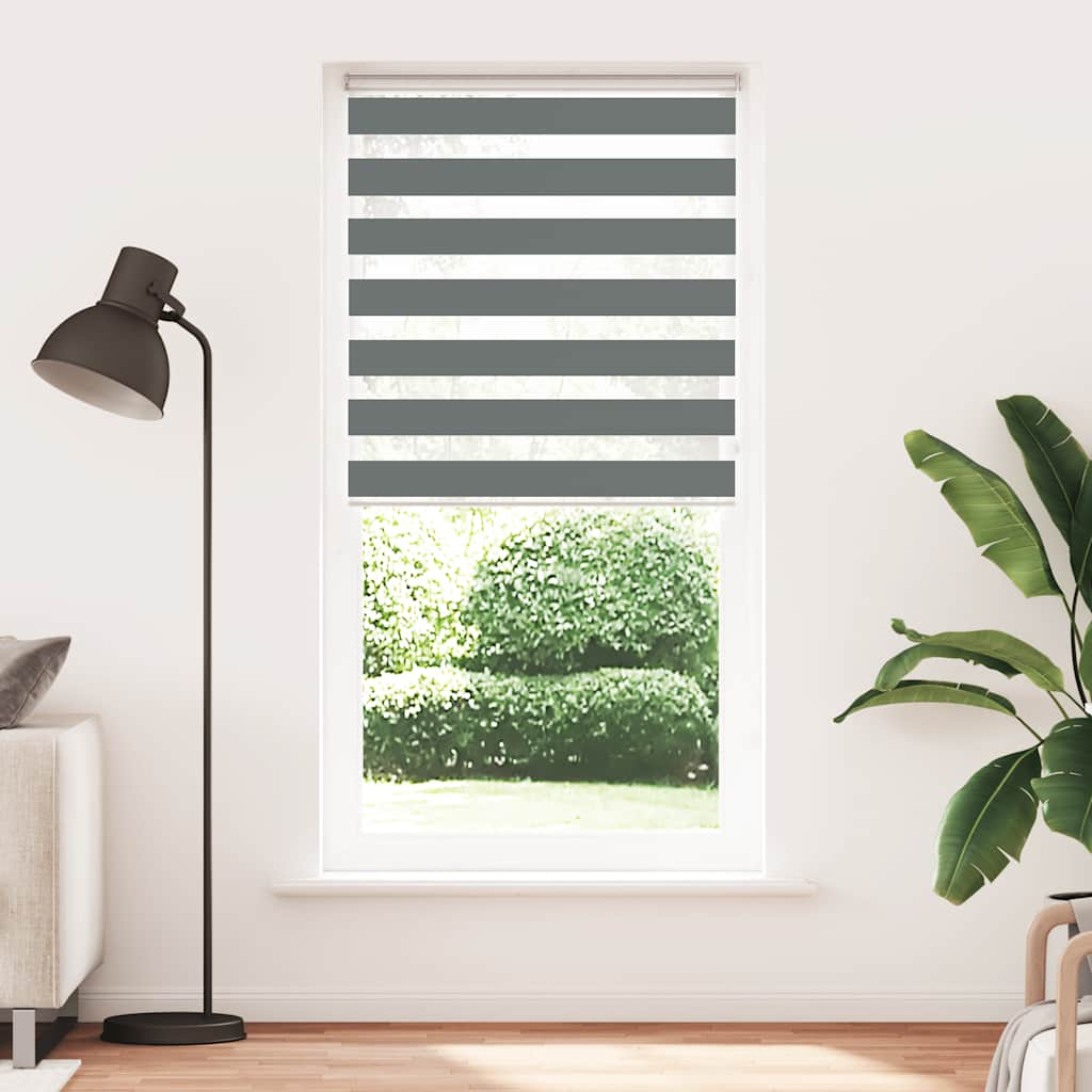 vidaXL Zebra Blind Dark Grey 95x230 cm Fabric Width 90.9 cm Polyester