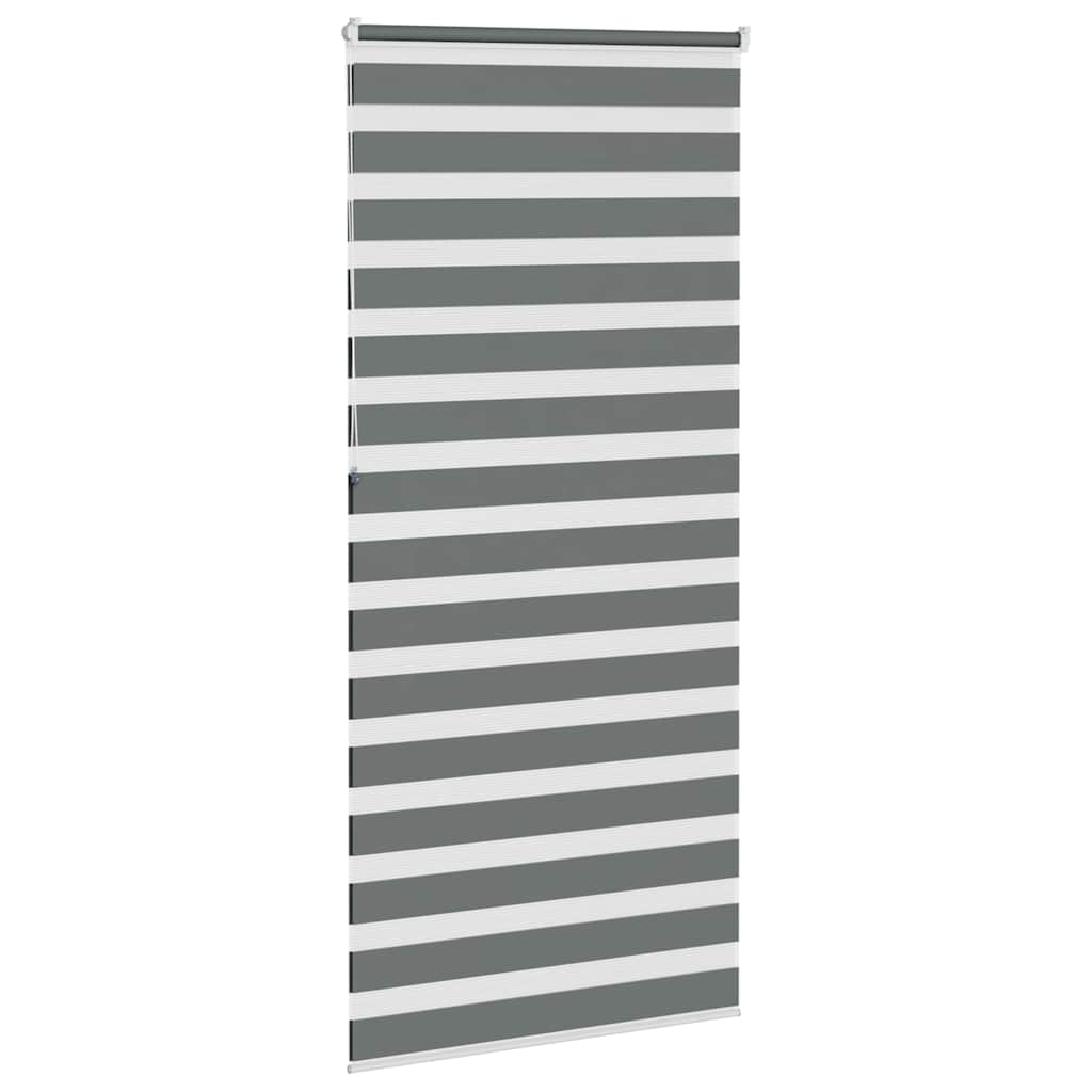 vidaXL Zebra Blind Dark Grey 105x230 cm Fabric Width 100.9 cm Polyester