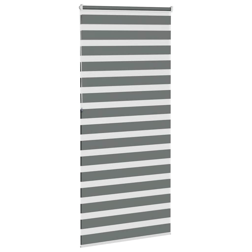 vidaXL Zebra Blind Dark Grey 115x230 cm Fabric Width 110.9 cm Polyester