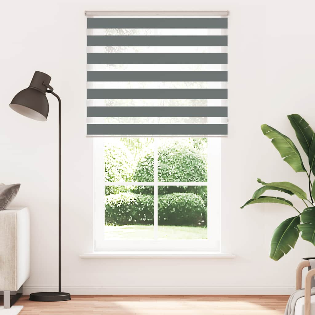 vidaXL Zebra Blind Dark Grey 120x230 cm Fabric Width 115.9 cm Polyester