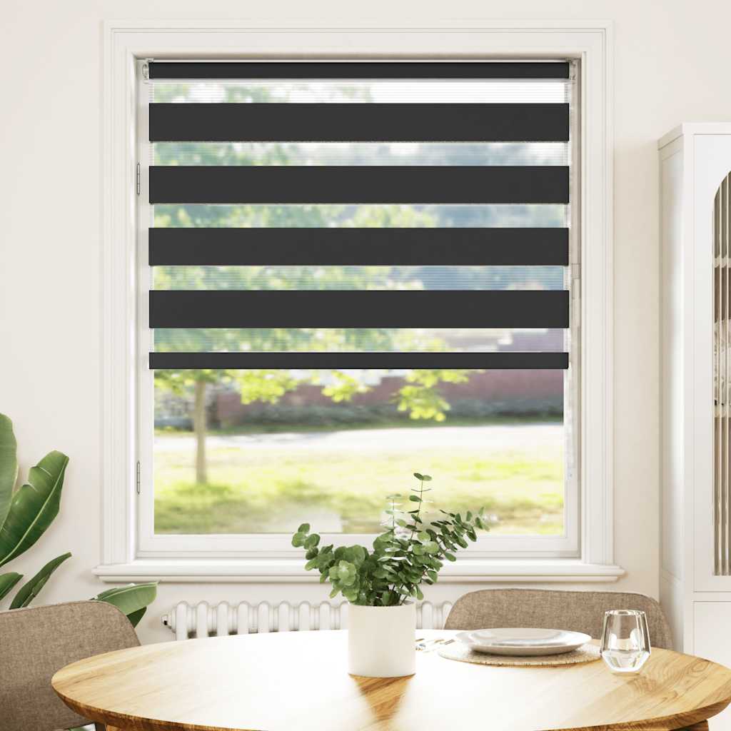 vidaXL Zebra Blind Black 100x100 cm Fabric Width 95.9 cm Polyester