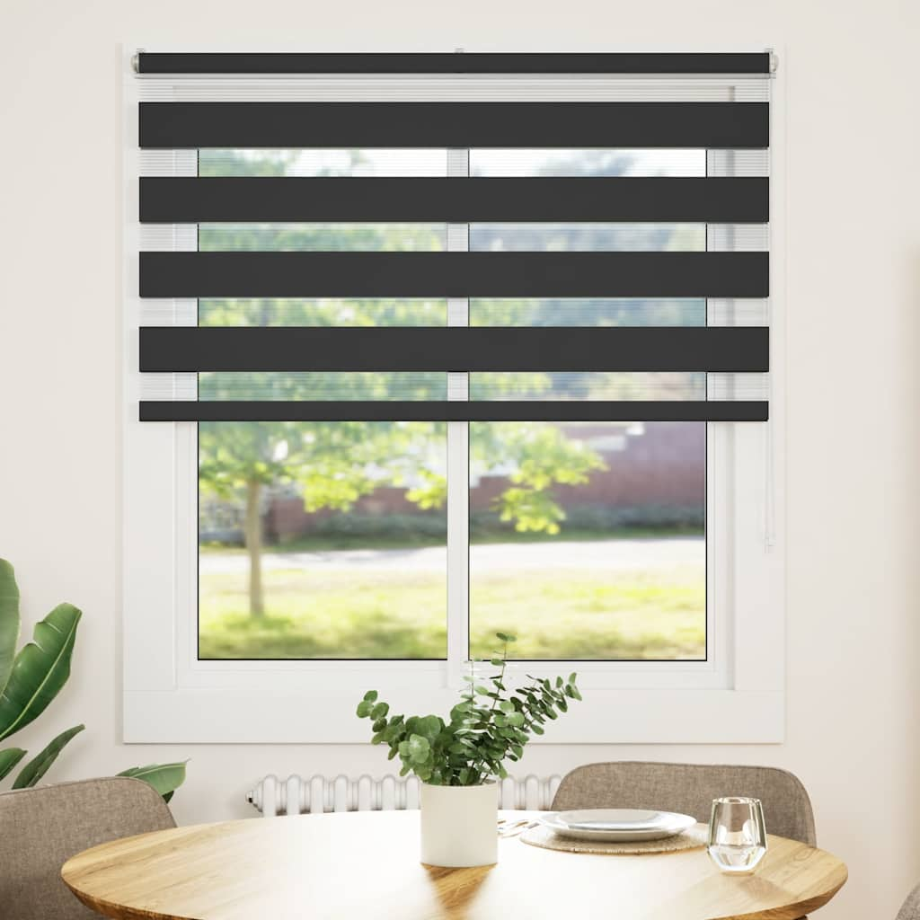 vidaXL Zebra Blind Black 135x100 cm Fabric Width 130.9 cm Polyester