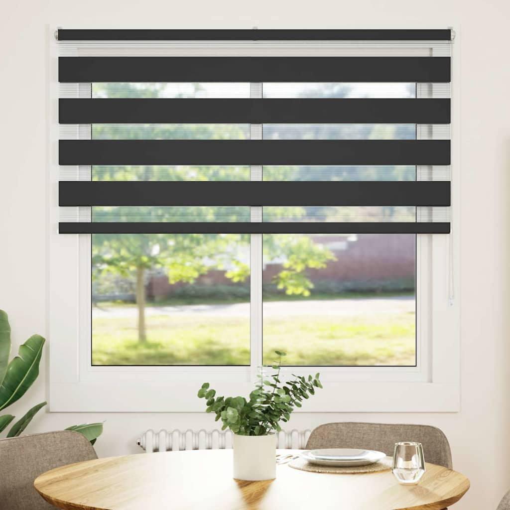 vidaXL Zebra Blind Black 145x100 cm Fabric Width 140.9 cm Polyester