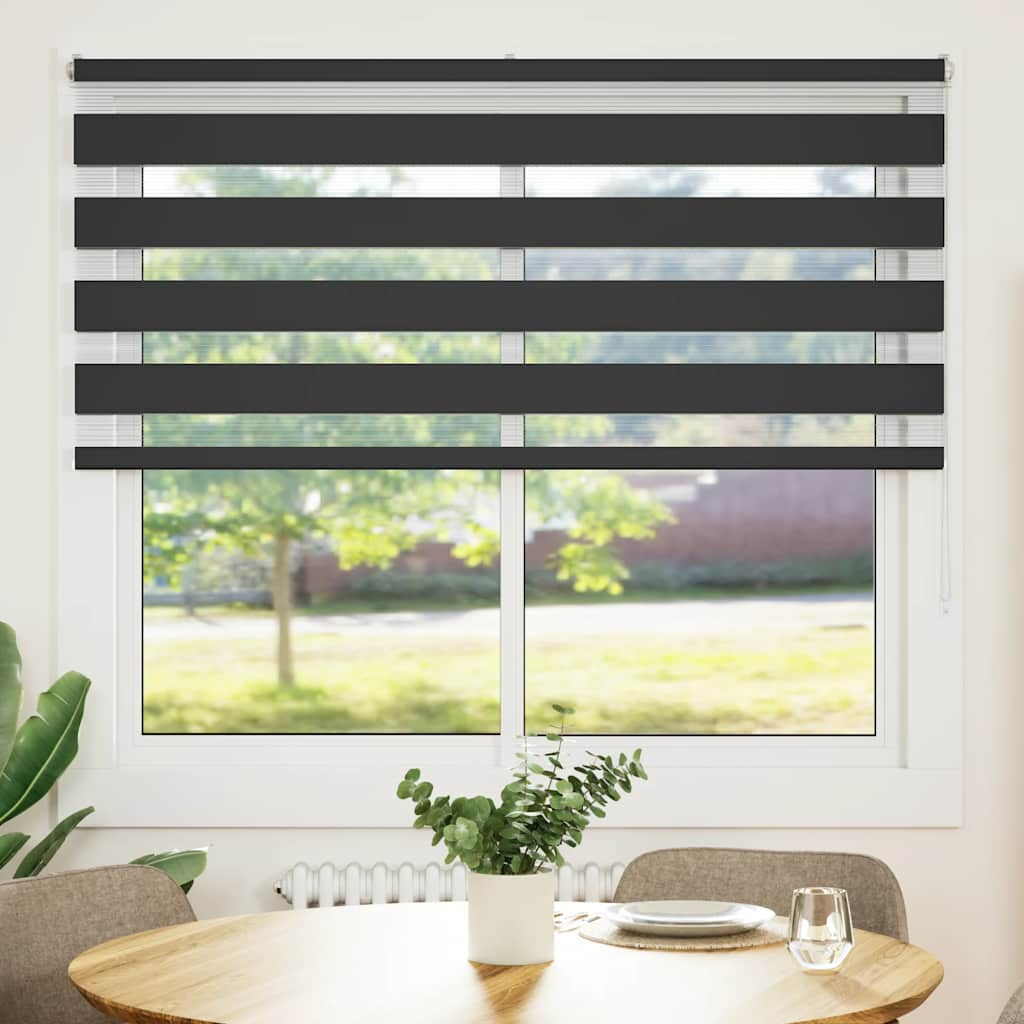 vidaXL Zebra Blind Black 160x100 cm Fabric Width 155.9 cm Polyester