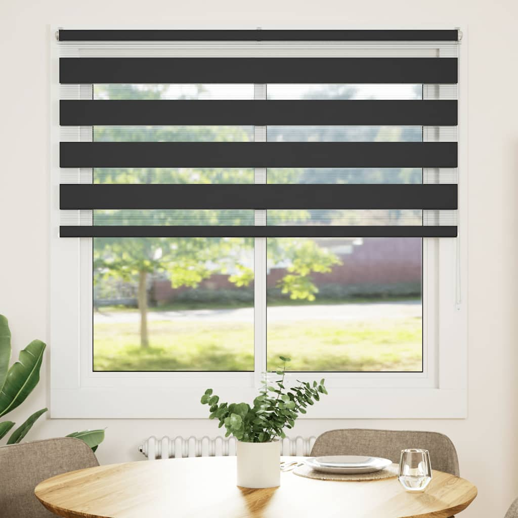 vidaXL Zebra Blind Black 140x150 cm Fabric Width 135.9 cm Polyester