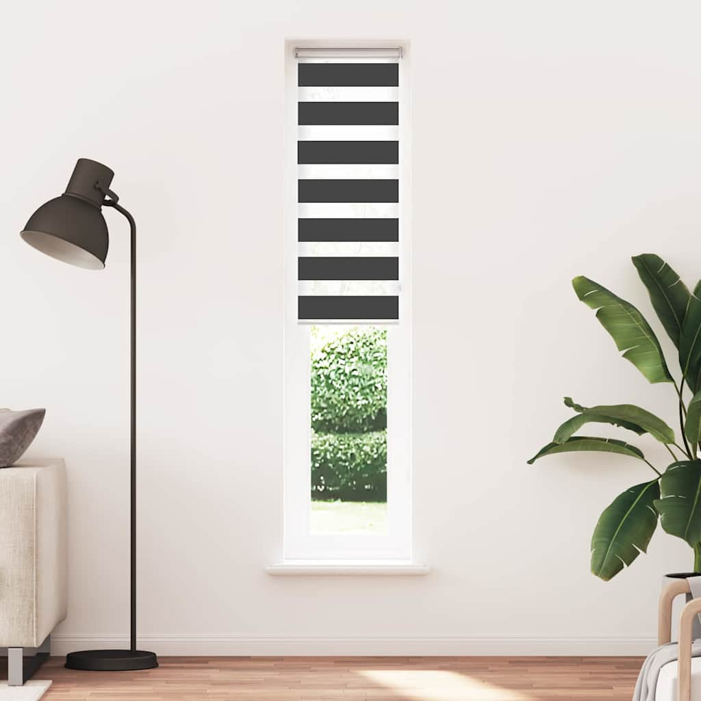 vidaXL Zebra Blind Black 40x200 cm Fabric Width 35.9 cm Polyester