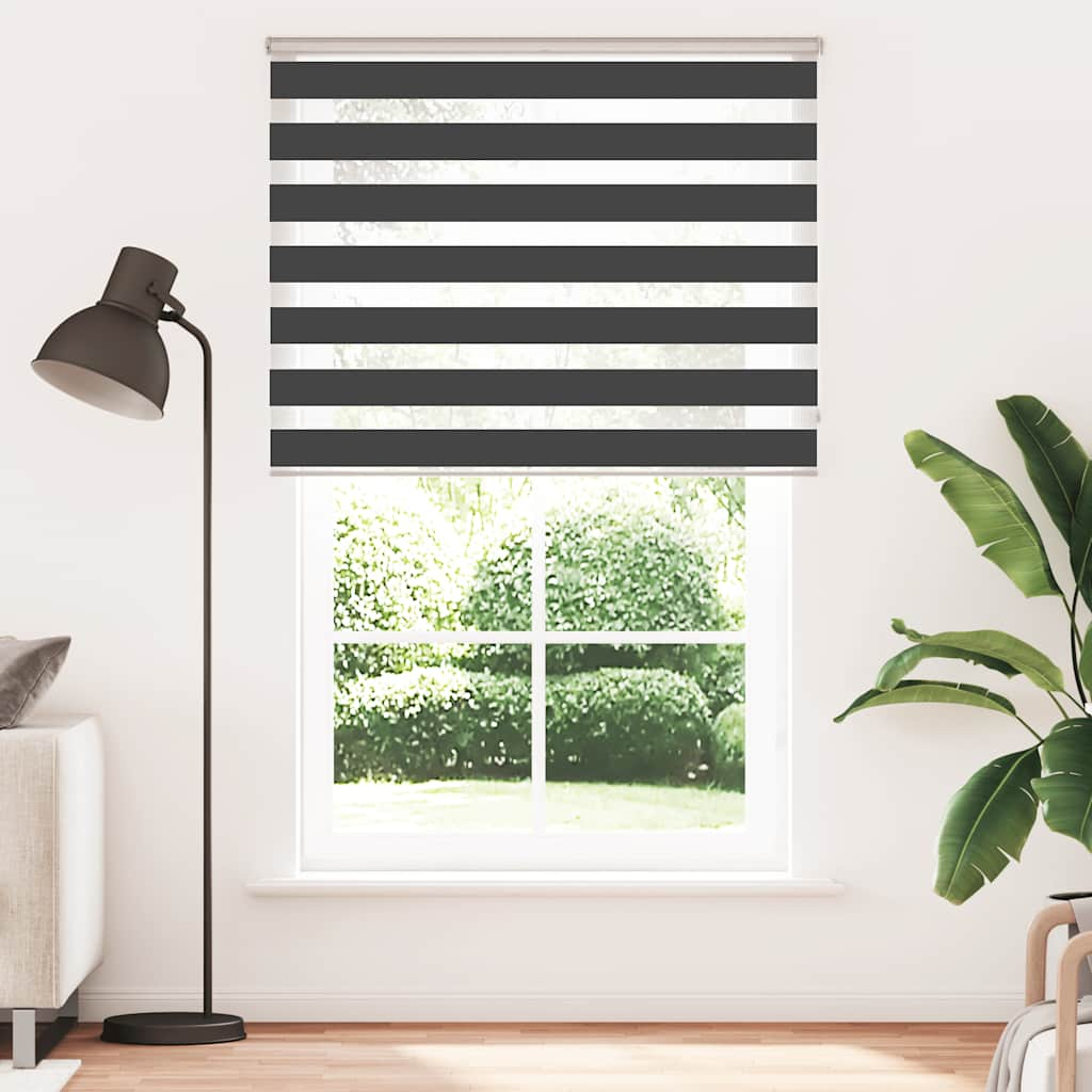 vidaXL Zebra Blind Black 140x200 cm Fabric Width 135.9 cm Polyester