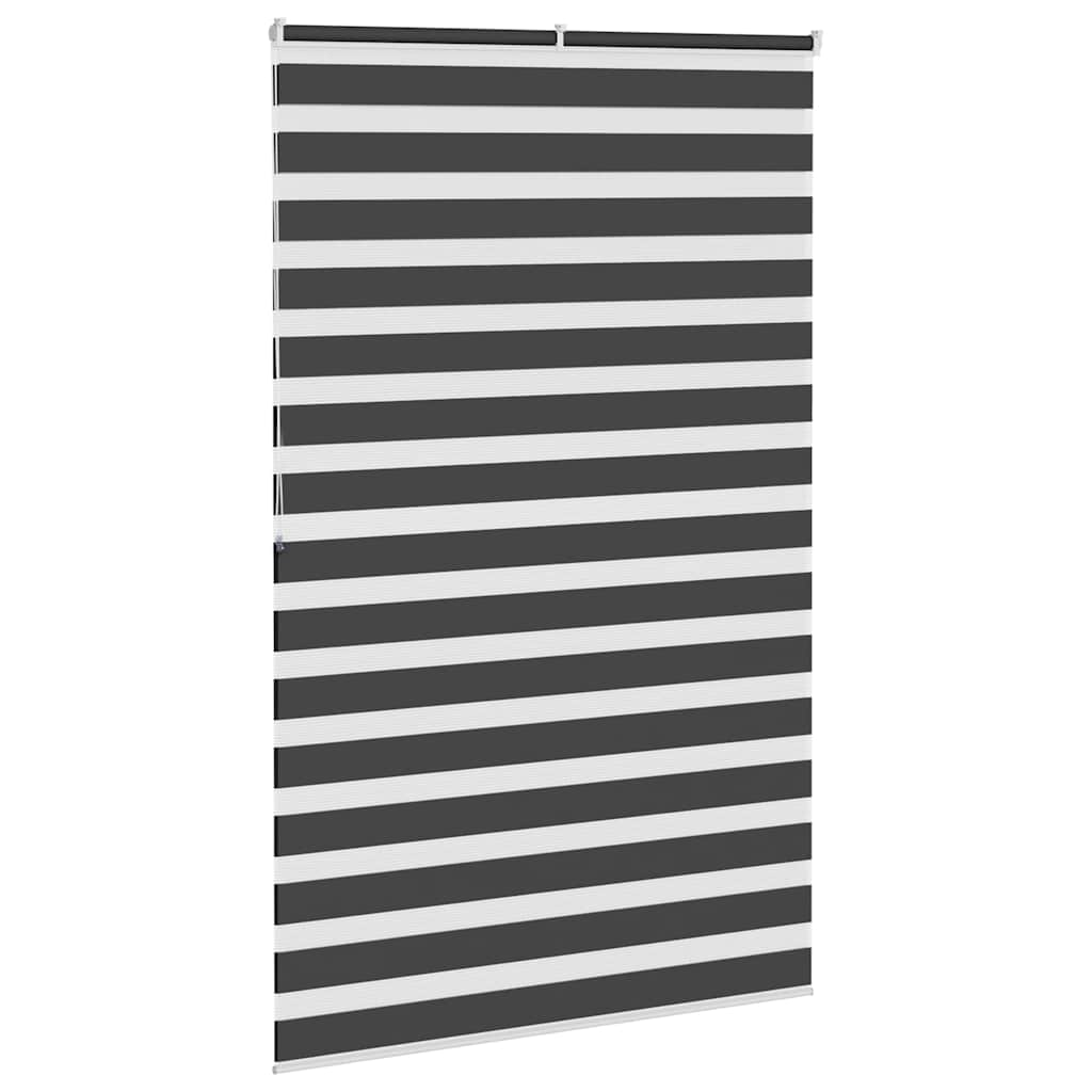 vidaXL Zebra Blind Black 140x200 cm Fabric Width 135.9 cm Polyester