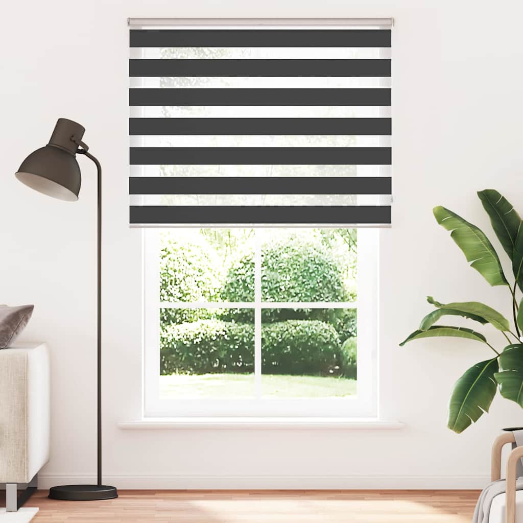 vidaXL Zebra Blind Black 145x200 cm Fabric Width 140.9 cm Polyester