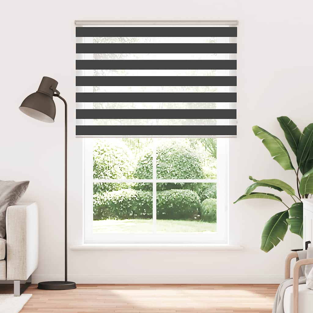 vidaXL Zebra Blind Black 160x200 cm Fabric Width 155.9 cm Polyester