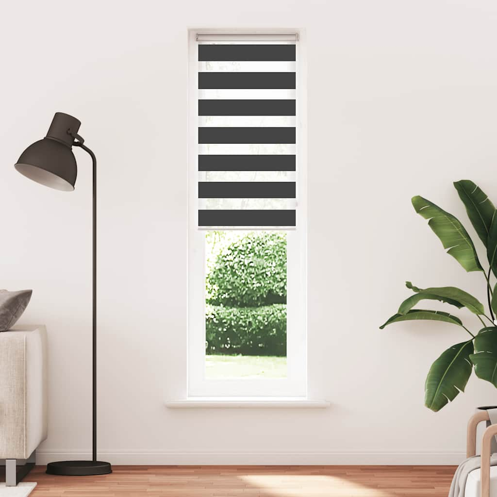 vidaXL Zebra Blind Black 60x230 cm Fabric Width 55.9 cm Polyester